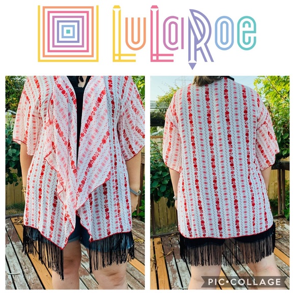 LuLaRoe Tops - Lularoe Monroe Fringe Kimono S fits XL